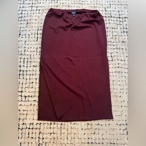 Stretch Midi Pencil Skirt in Deep Wine by Anne Klein
